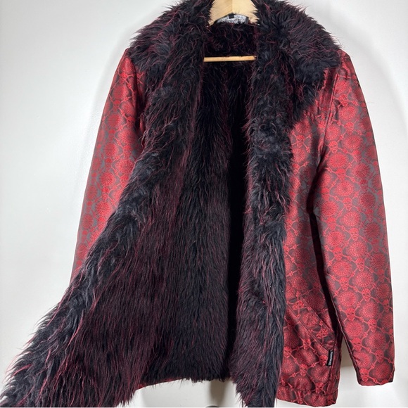 Vtg Dragonfly Clothing Women’s M Skull Spider Pimp Jacket Fur Satin Gothic - Picture 10 of 13